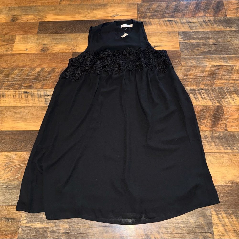 LOFT Charcoal Gray Dress with Floral Detail